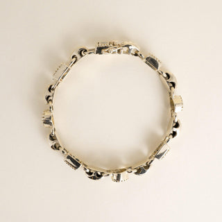 Vintage 14K Yellow Gold 0.40 Carats Diamond Hearts and Square Station Bracelet