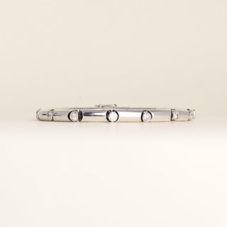 Vintage White Gold 1.95 Carat Diamond Bezel Tube Link Bracelet