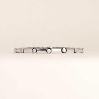 Vintage White Gold 1.95 Carat Diamond Bezel Tube Link Bracelet