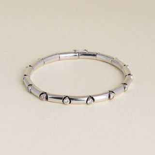 Vintage White Gold 1.95 Carat Diamond Bezel Tube Link Bracelet