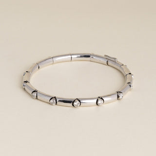 Vintage White Gold 1.95 Carat Diamond Bezel Tube Link Bracelet
