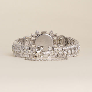 Vintage Platinum  Girard Perregaux Ladies Hidden Watch 7 ct Diamond Bracelet