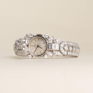 Vintage Platinum  Girard Perregaux Ladies Hidden Watch 7 ct Diamond Bracelet