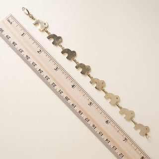 Vintage 18K Yellow Gold 0.16ctw Diamond Elephant Charm Link Bracelet