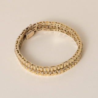 Vintage 1970s Chunky 14K Gold 1CT Diamond Fancy Link Bracelet
