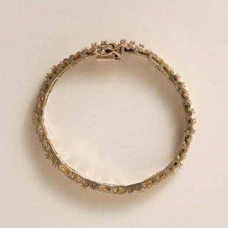 Vintage 1970s Chunky 14K Gold 1CT Diamond Fancy Link Bracelet