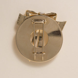 Vintage Retro 13K Gold Fluted Disc 0.50 Carats Diamond Sculptural Brooch