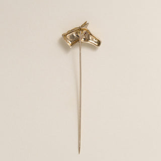 Vintage Mid-Century 14K Gold Horse Head Ruby Eye Stick Pin Brooch