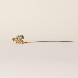 Vintage Mid-Century 14K Gold Horse Head Ruby Eye Stick Pin Brooch