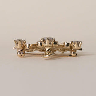 1950s Victorian Revival 13K Gold 2.25 Carats Diamond Starburst Brooch Pendant