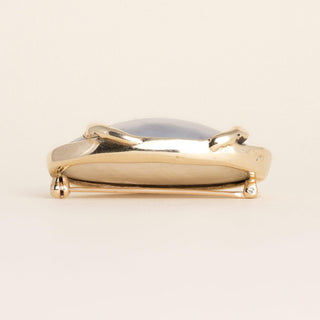 Vintage 1960s Mid Century Artisan 13K Gold Mabé Pearl Freeform Prong Brooch Pin