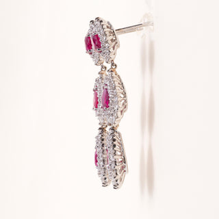 Vintage Platinum 7.5 Carats Ruby and 5 Carats Diamond Dangle Earrings