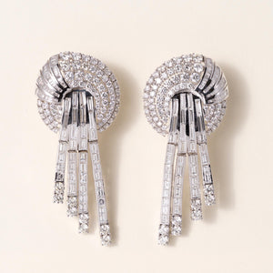 Estate 14K White Gold 16.01 Carats Cascading Diamond Chandelier Earrings
