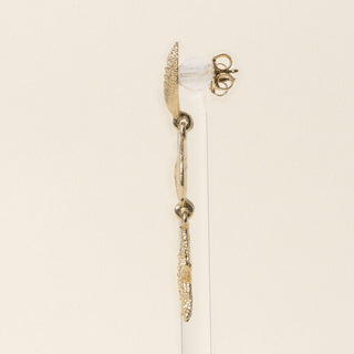 Vintage 14K Yellow Gold Seashell and Starfish Dangle Earrings