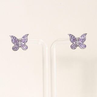 Estate Platinum 1.88cts Purple Sapphire and Diamond Butterfly Stud Earrings