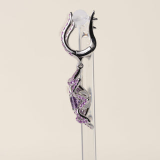 Estate Platinum Purple Sapphire and Topaz Floral Dangle Earrings