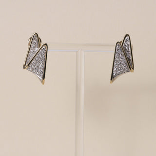 Vintage Jack Gutschneider 12K/14K Gold 1.40 ct Diamond Pave Folded Fan Earrings