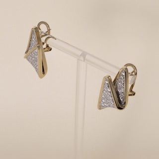 Vintage Jack Gutschneider 12K/14K Gold 1.40 ct Diamond Pave Folded Fan Earrings