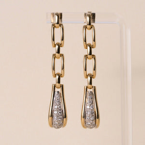 Vintage 14K/17K Gold 0.60 Carats Pave Diamond Drop Chain Link Earrings