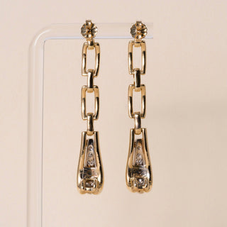 Vintage 14K/17K Gold 0.60 Carats Pave Diamond Drop Chain Link Earrings