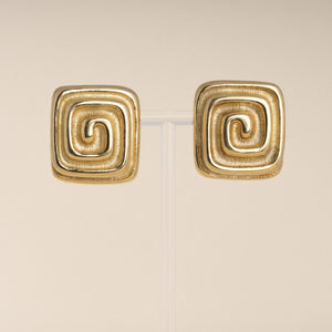 Vintage 1980s 18K Gold Andrew Clunn Swirl Clip-On Earrings