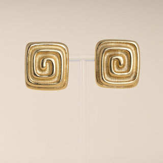 Vintage 1980s 18K Gold Andrew Clunn Swirl Clip-On Earrings