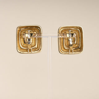 Vintage 1980s 18K Gold Andrew Clunn Swirl Clip-On Earrings