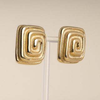 Vintage 1980s 18K Gold Andrew Clunn Swirl Clip-On Earrings