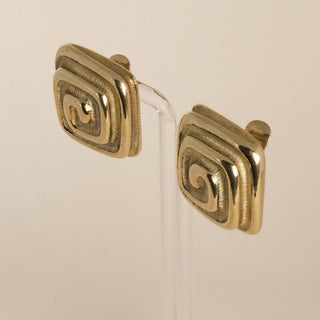 Vintage 1980s 18K Gold Andrew Clunn Swirl Clip-On Earrings