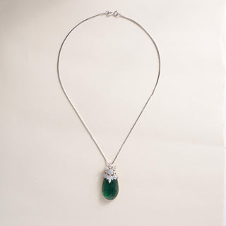 Estate 18K Gold 27.98 Carat Zambian and Diamond Necklace