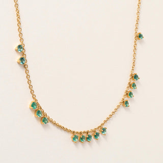 18K Yellow Gold 1.70 Carats Green Emerald Dangle Necklace