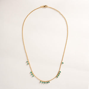 18K Yellow Gold 1.70 Carats Green Emerald Dangle Necklace