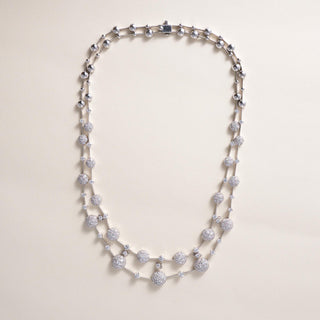 Estate 18K White Gold 5.90 Carats Double Row Pave Diamond Riviere Necklace