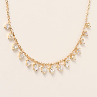 3.69 Carats Old European and Old Mine Cut Diamond Dangle Riviere 18K Necklace