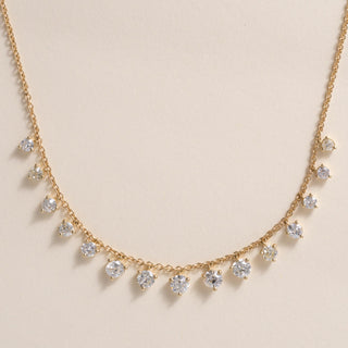 3.69 Carats Old European and Old Mine Cut Diamond Dangle Riviere 18K Necklace