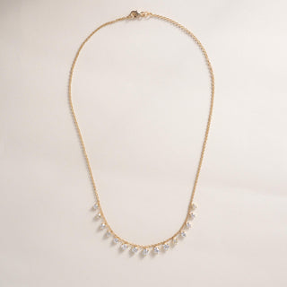 3.69 Carats Old European and Old Mine Cut Diamond Dangle Riviere 18K Necklace