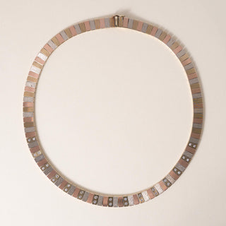 Vintage Italian 14K Tri Color Gold 0.60 Carats Diamond Cleopatra Collar Necklace