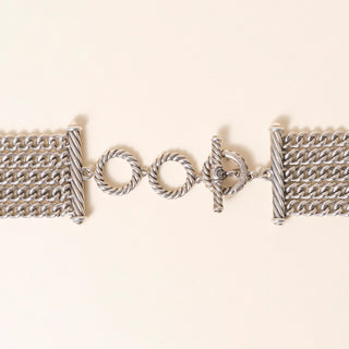 David Yurman Sterling Silver Belmont Drape 5 Row Curb Chain Necklace