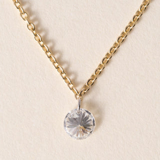 18K YG 0.46 Carat Round Brilliant Floating Diamond Pierced Necklace