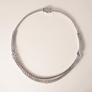 18K WG Double row Diamond Necklace 32.30 Carats