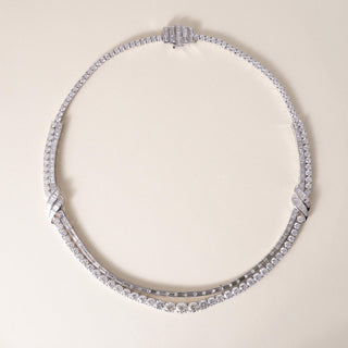 18K WG Double row Diamond Necklace 32.30 Carats