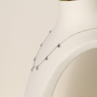 Estate 14K Gold 1 Carat Sapphires Station Bezel Set Necklace
