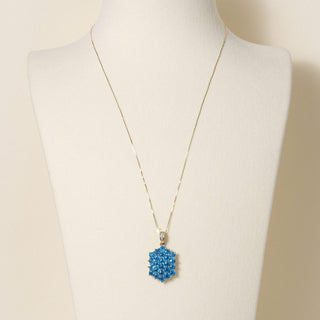 Vintage 14K Gold 5 Carats Vivid Topaz Cluster Pendant Necklace