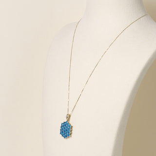 Vintage 14K Gold 5 Carats Vivid Topaz Cluster Pendant Necklace