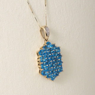 Vintage 14K Gold 5 Carats Vivid Topaz Cluster Pendant Necklace