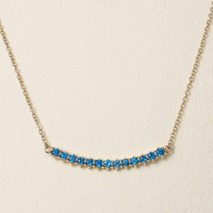 Estate 14K Gold 0.78 Carats Topaz Curved Bar Pendant Necklace