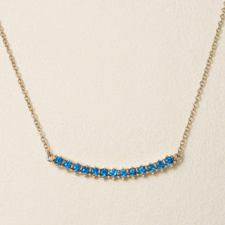 Estate 14K Gold 0.78 Carats Topaz Curved Bar Pendant Necklace
