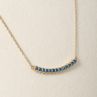 Estate 14K Gold 0.78 Carats Topaz Curved Bar Pendant Necklace