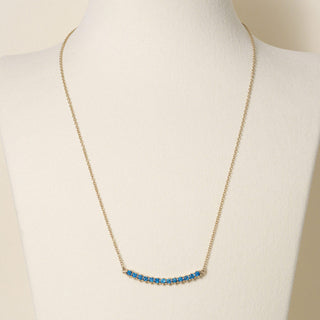 Estate 14K Gold 0.78 Carats Topaz Curved Bar Pendant Necklace