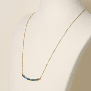 Estate 14K Gold 0.78 Carats Topaz Curved Bar Pendant Necklace
